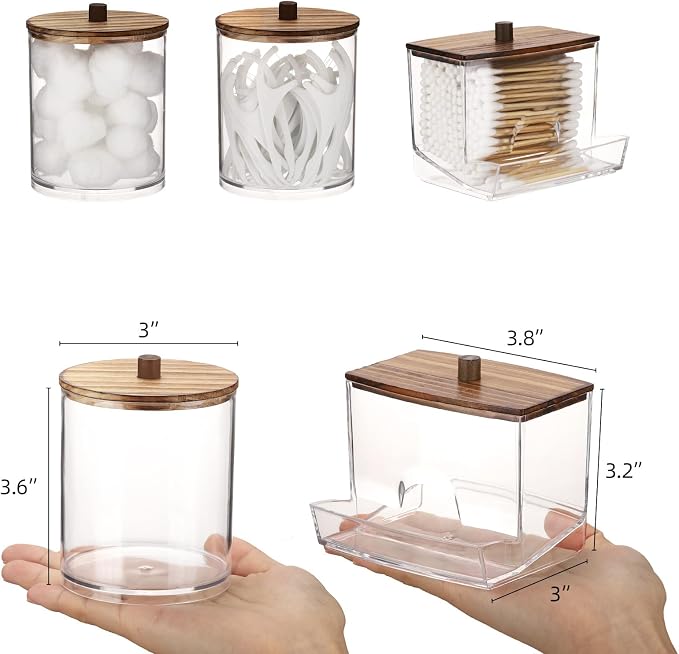 Tbestmax Qtips Dispenser Bathroom Container, 10/12 oz Big Cotton Ball Holder - Image 3