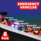 Tub Works® Emergency™ Cars Light Up Bath Toys, 6 Pack | Water-Activated Light - Image 2