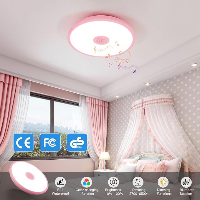 Pink Waterproof LED Ceiling Light Fixture, Music Ceiling Lamp, - Image 3
