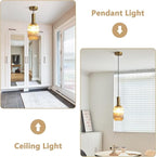 KCO Lighting 1-Light Amber Glass Ceiling Light Fixture Vintage Striped Glass - Image 3