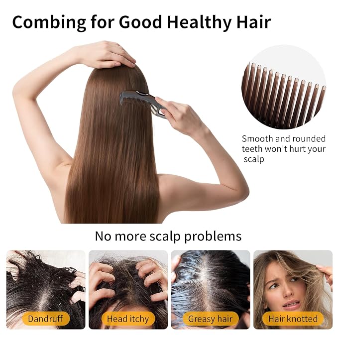 Dandruff Comb Wide Tooth, Stainless Steel Fine Tooth Lice/Psoriasis Scalp Detox - Image 3