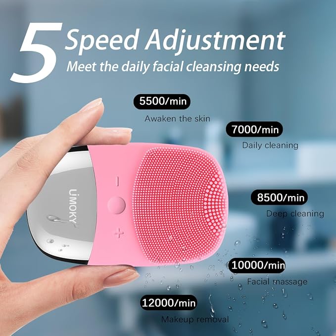 Facial Cleansing Brush, 3-in-1 Electric Silicone Face Scrubber, Vibrating - Image 4