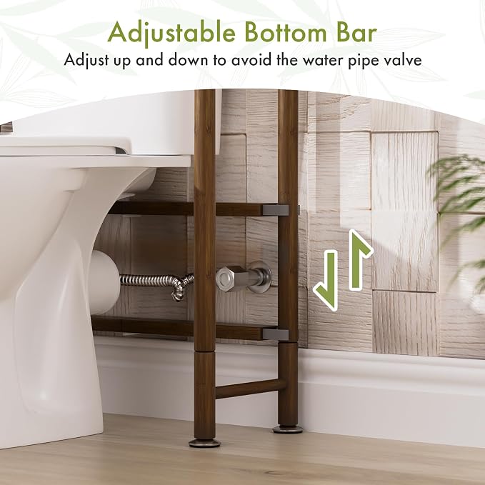 AmazerBath Bamboo Over The Toilet Storage Shelf, Over Toilet Bathroom Organizer - Image 7