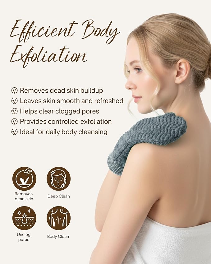 Exfoliating Gloves 2 Pack, Wave Texture Exfoliating Mitt - Image 3