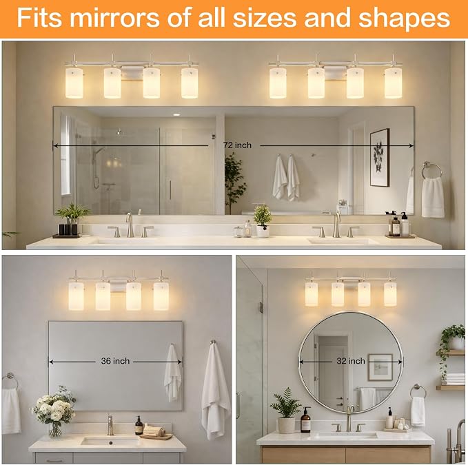 SOLFART 4 Light Bathroom Vanity Lights Over Mirror, Vintage Bathroom Lighting - Image 7