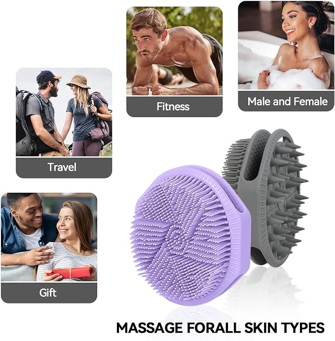 2-Pack Soft Silicone Dual-Sided Body Scrubber & Loofah | Gentle Exfoliating - Image 7