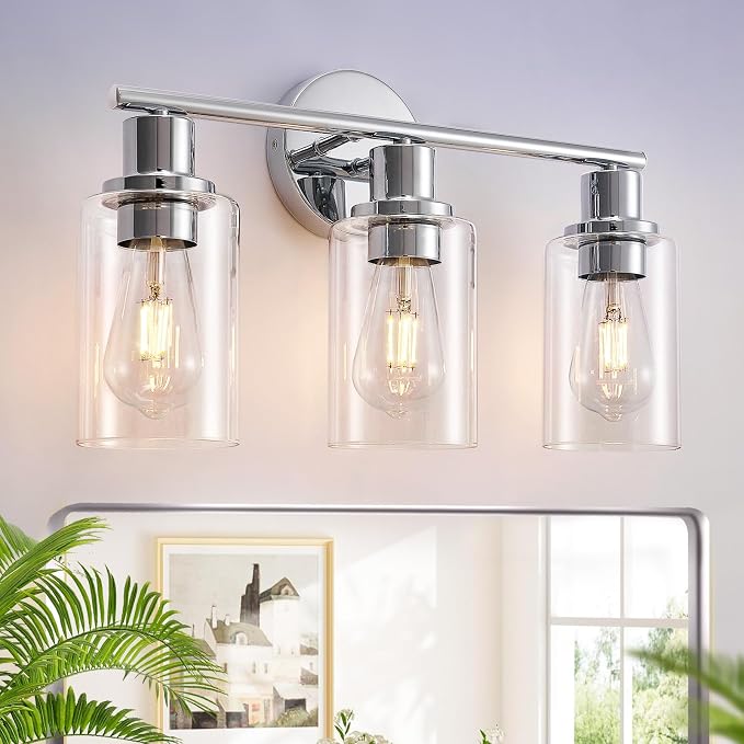 DLLT 3-Light Bathroom Light Fixtures: Chrome Modern Vanity Lights by DINGLILIGHTING