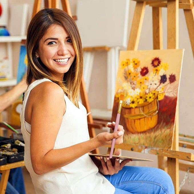 BOSOBO Paint Brushes Set, 10 Pieces Round Pointed Tip Paintbrushes Nylon Hair - Image 7