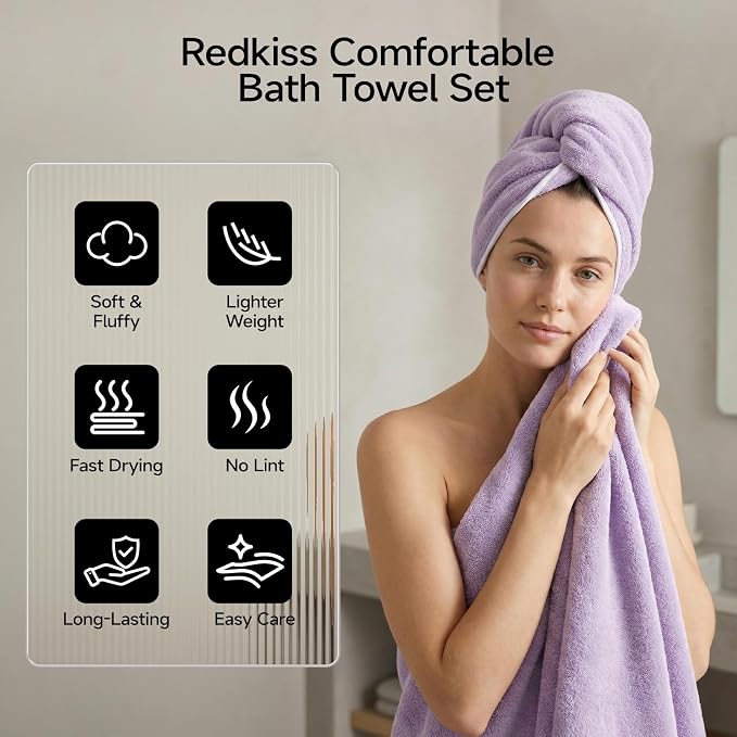 REDKISS 2 Pack Microfiber Extra Large Bath Sheets, 35 x 70 Inches, Soft and - Image 5