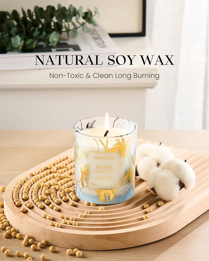 M&SENSE Coconut Candles, 8.1oz 42-Hour Long Burning Time Naturally Scented - Image 3