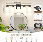 5-Light Bathroom Light Fixtures, Matte Black Light Fixture, Classic Wall Light - Image 8