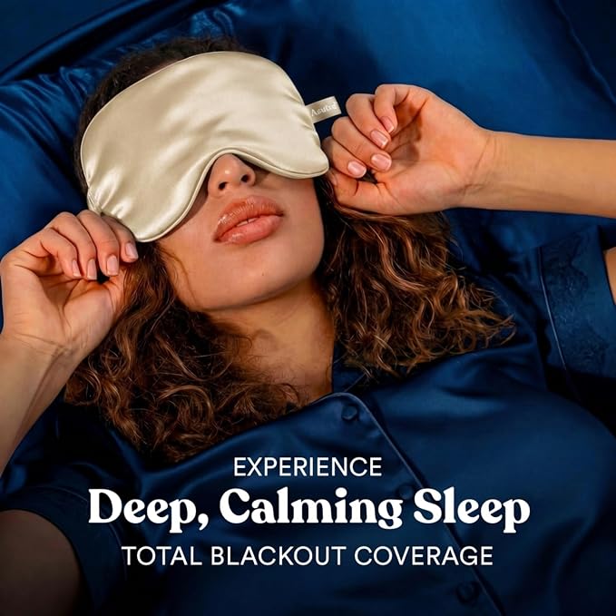 ASUTRA Silk Eye Pillow for Sleep, Champagne - Image 4