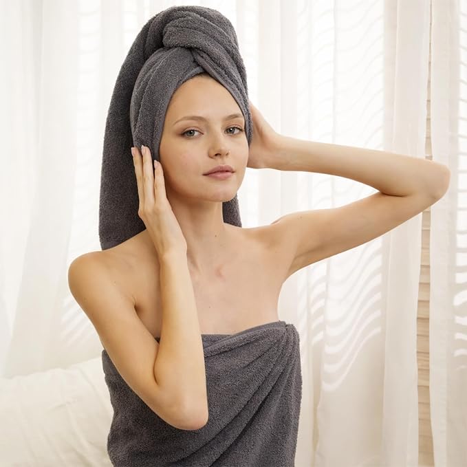 SEMAXE 4 Piece Grey Bath Towel Set - Image 8