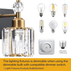 PRESDE Crystal 3 Light Bathroom Vanity Lights Black and Gold Bathroom Lights - Image 5