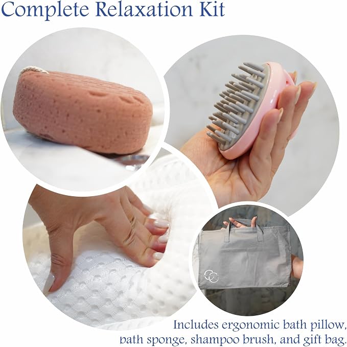 Bath Pillow for Tub Spa Gift Set for Women Luxury Bathtub Pillow for Neck & - Image 3