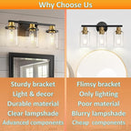 L LOHAS LED 3-Light Black and Gold Bathroom Light Fixtures, 20 Inch Modern - Image 2