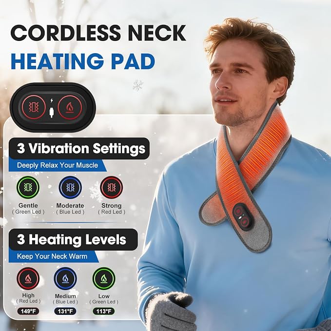 Cordless Neck Heating Pad for Pain, Neck Massager - Image 2