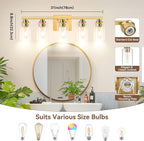 VerRon 5-Light Gold Bathroom Light Fixtures, Brushed Gold Wall Light Fixture - Image 8