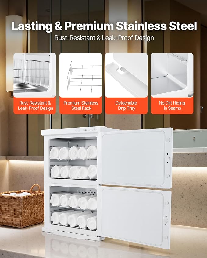 VEVOR Hot Towel Warmer, 46L Large Capacity 2-Tier Towel Warmer Cabinet - Image 4