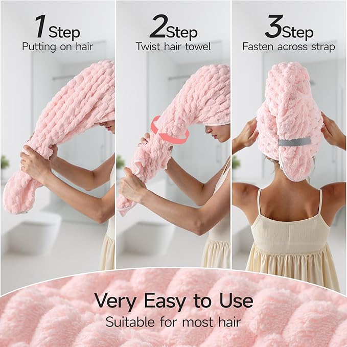 REDKISS 2 Pack Microfiber Hair Towels - Image 3