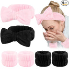 WHAVEL 6PCS Spa Headband and Wristbands Set, Face Wash Headband Wrist Bands by Whavel