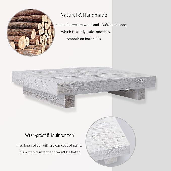 zoocatia Small Wood Tray Pedestal Stand Farmhouse Bathroom Decor Decorative - Image 5