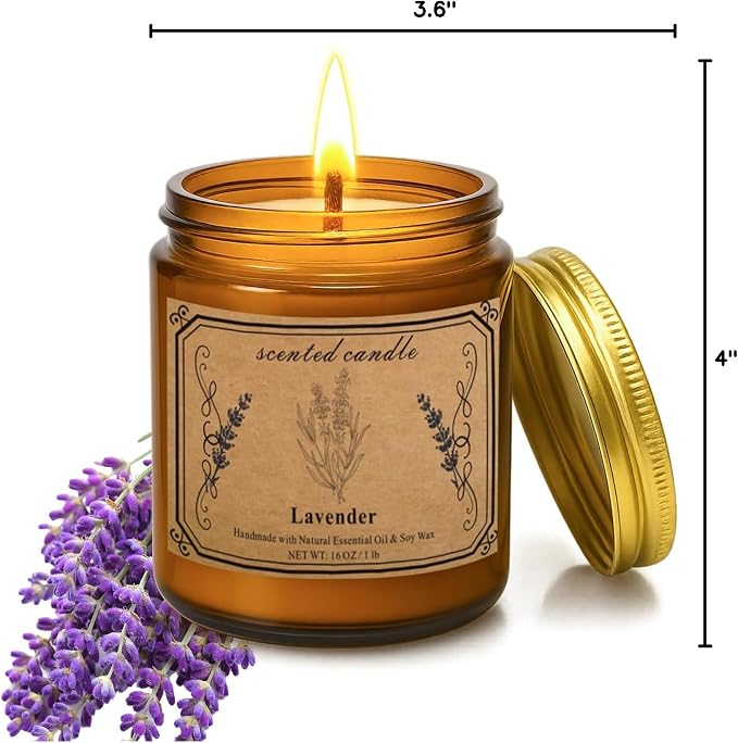Candles for Home Scented, 16oz Large Soy Wax Lavender Scented Candle, 100 Hour - Image 8