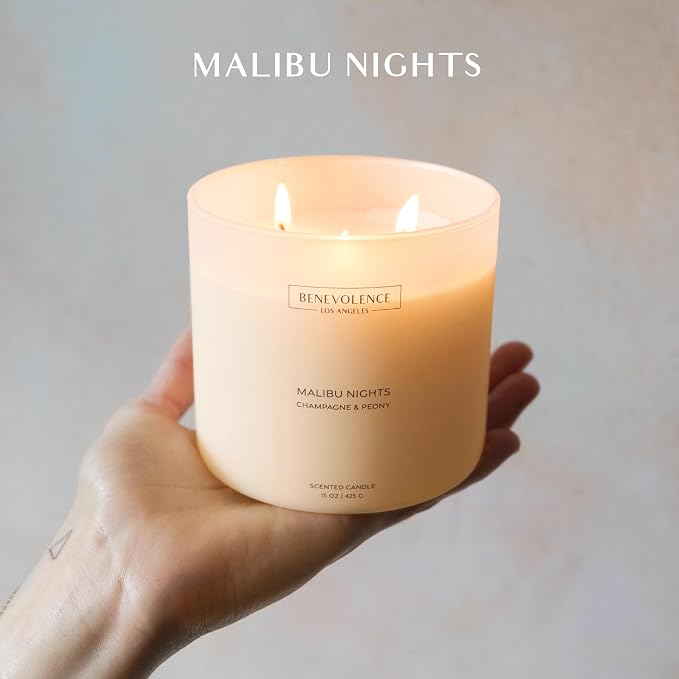 Champagne & Peony – Benevolence LA Large 3-Wick Scented Candle - Image 2