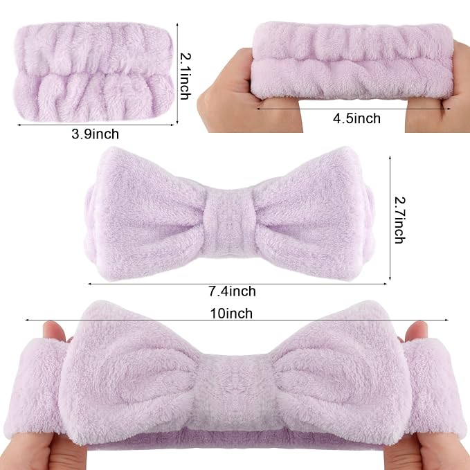 WHAVEL 6PCS Spa Headband and Wristbands Set, Face Wash Headband Wrist Bands - Image 2