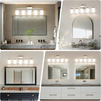 FonmYim Brushed Nickel Bathroom Light Fixtures, 5-Light Modern Vanity Light - Image 3