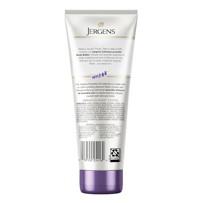 Jergens Lavender Body Butter Hand and Body Lotion, Moisturizer - Image 8