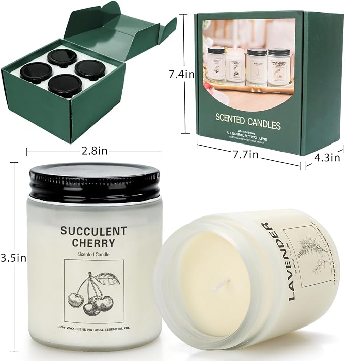 Soy Wax Scented Candle Gift Set, 4 Pack Lavender, Long Lasting Aromatherapy - Image 5