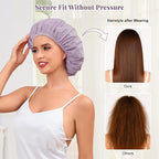 Shower Cap for Women Waterproof Reusable, Large Shower Cap Non-Slip - Image 4