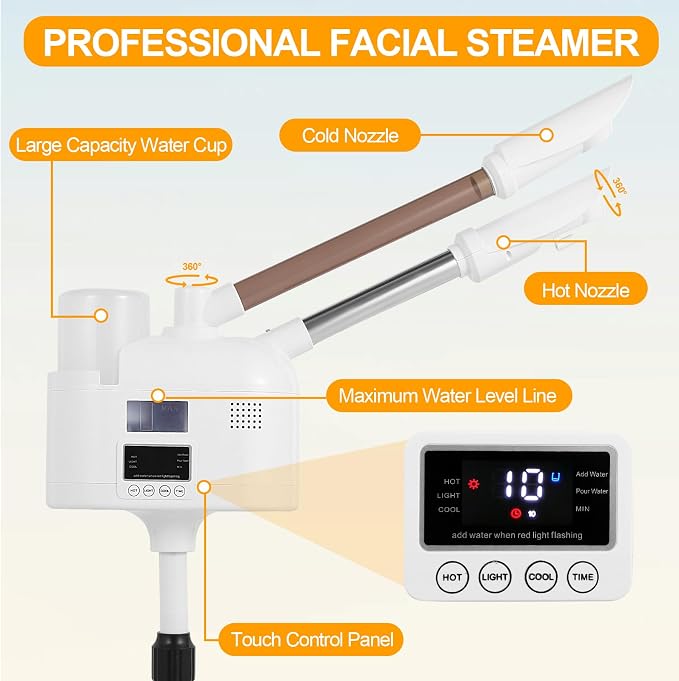 Professional Facial Steamer, 2 in 1 Facial Steamer - Image 3