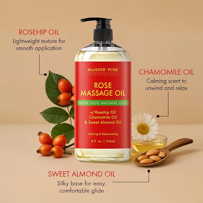 MAJESTIC PURE Rose Massage Oil for Massage Therapy - Image 2