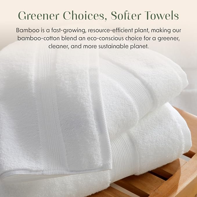 Springtree Home Luxury Bamboo Rayon Bath Towel Set of 4 | 35% Bamboo Rayon - Image 9