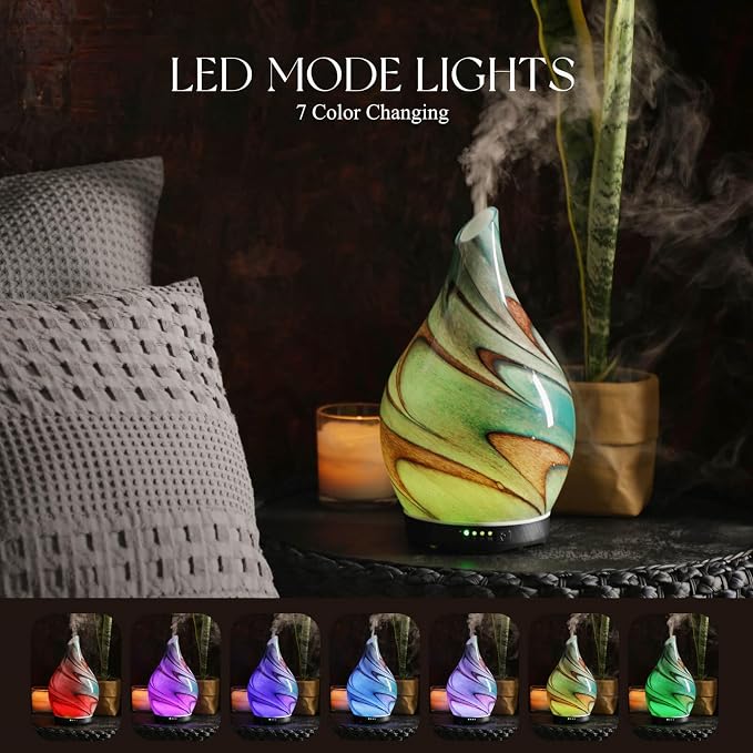 Porseme 280ml Essential Oil Diffuser Glass Color Changing Aroma Air Diffusers - Image 2