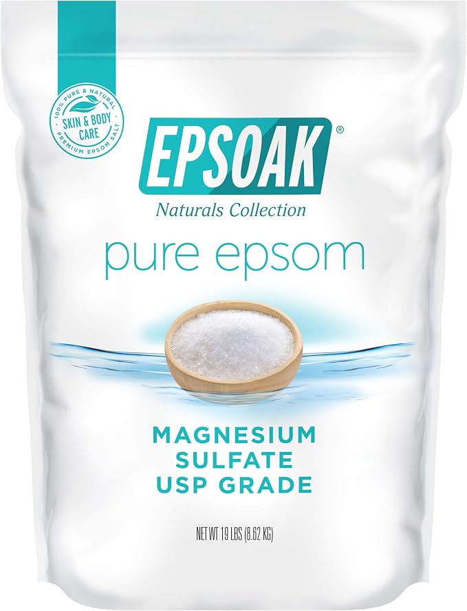 Epsoak Epsom Salt 19 lb. Magnesium Sulfate USP. Resealable Epsom Salt Bag by Epsoak