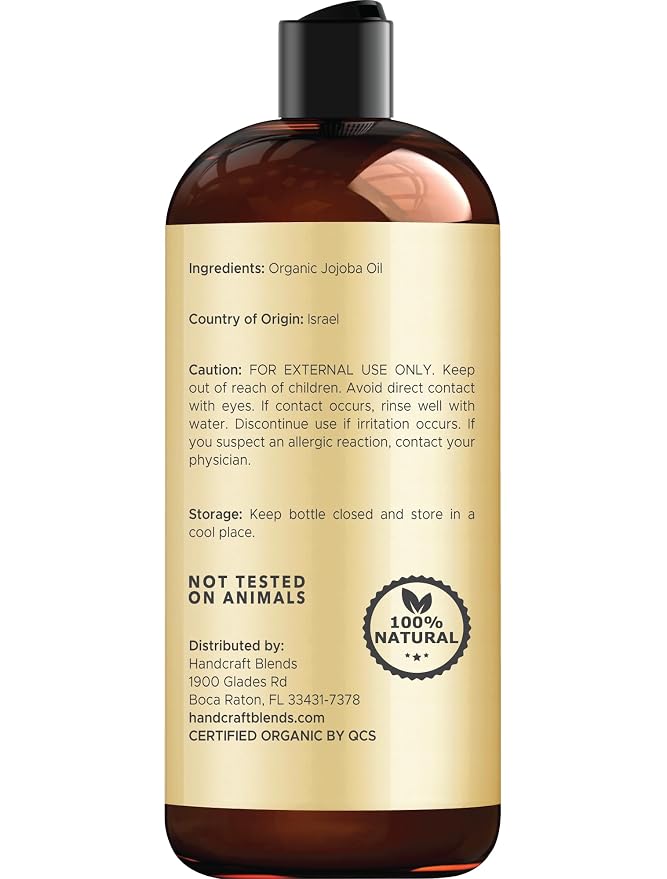 Handcraft Blends USDA Organic Jojoba Oil | Cold-Pressed | 16 Fl Oz | 100% Pure - Image 3