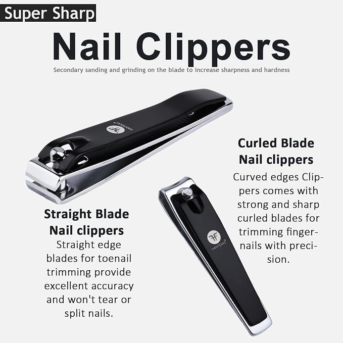 HANTEKAS Manicure Pedicure Set 8pcs Stainless Steel Nail Clippers Kit - Image 5