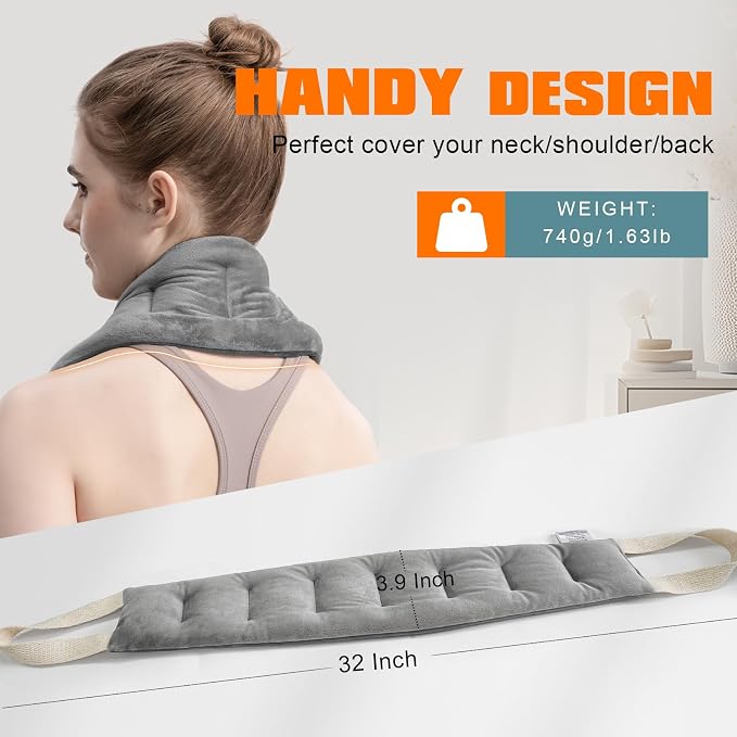uncn Heating Pad for Neck Shoulders and Back Microwavable Wrap Weighted Neck - Image 4