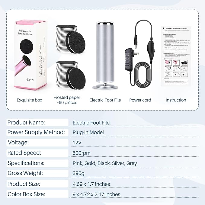Electric Foot File Remover Callus: Profesional Pedicure Tool - Image 7