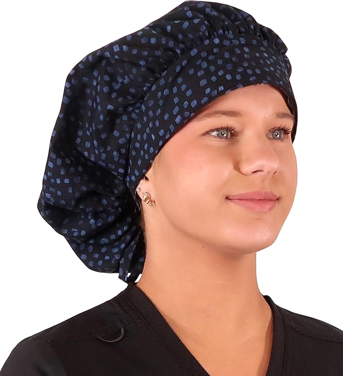 Sparkling EARTH Banded Bouffant Surgical Scrub Ponytail Working Caps and - Image 3
