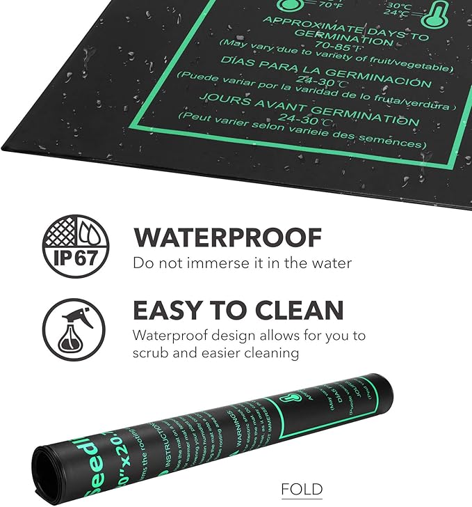 BN-LINK Seedling Heat Mat Warm Hydroponic Heating Pad Waterproof 20" x 20.75" - Image 2