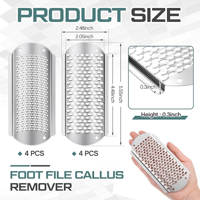 Moxweyeni 8 Pack Silver Foot File Callus Remover Replacement Blades Metal File - Image 2