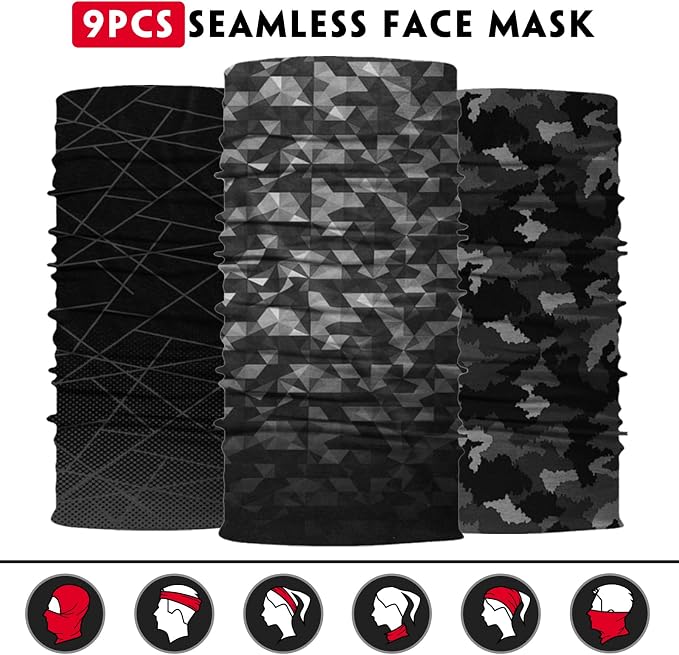 Venswell Neck Gaiter Face Mask Men Women, Seamless Bandana Rave Face Cover - Image 5