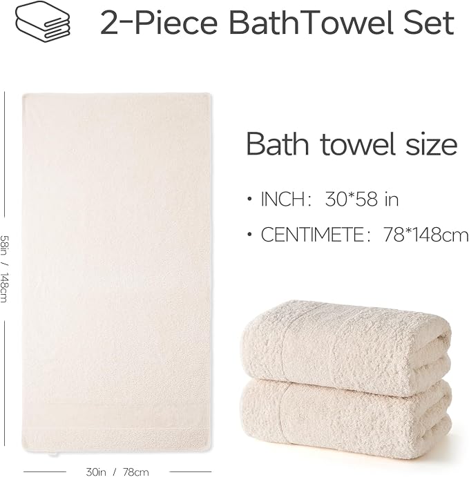 REDKISS Towels 2 Pack Luxury Extra Large Bath Towels Set 30 x 58 Inches – 100% - Image 2