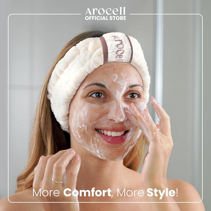 AROCELL OFFICIAL Face Wash Cleansing Headband Makeup Skincare Facial Spa Bath - Image 2