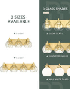 Bathroom Light Fixtures Over Mirror, 3-Light Brushed Gold Vanity Light - Image 9