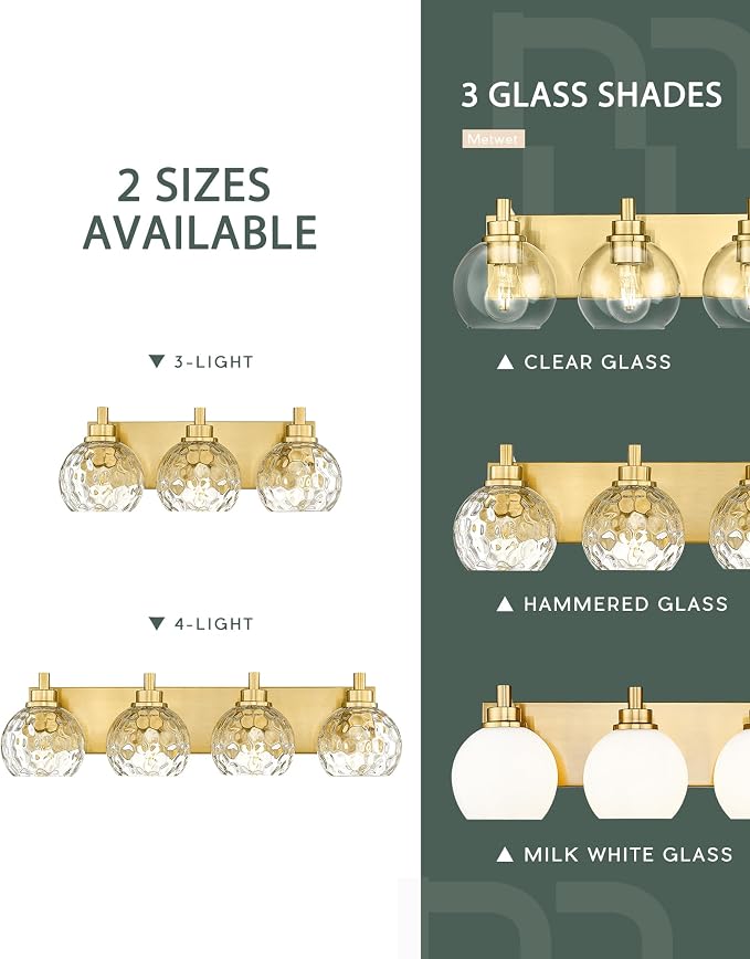 Bathroom Light Fixtures Over Mirror, 4-Light Modern Sconces Wall Lighting - Image 9